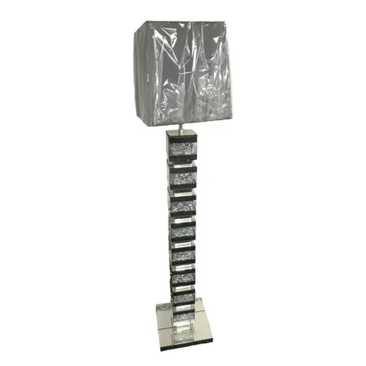 Crystal Luxe: Stacked Mirrored Floor Lamp